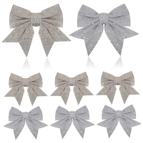 LABRIMP 8 Stück Teiliges Glitzernde Weihnachtsschleifen Champagner und Silber Weihnachtsbaum Deko Weihnachtskranz Schleifen für Tür Fenster Wand Weihnachtsfeier LABRIMP 8 Stück Teiliges Glitzernde Weihnachtsschleifen Champagner und Silber Weihnachtsbaum Deko Weihnachtskranz Schleifen für Tür Fenster Wand Weihnachtsfeier von LABRIMP