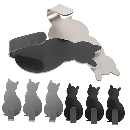 LABRIMP 8 Stück Wandhaken Katzenform Selbstklebend ohne Bohren Silberne Graue für Kleidung Handtücher Schlüssel Platzsparende Wandaufbewahrung von LABRIMP