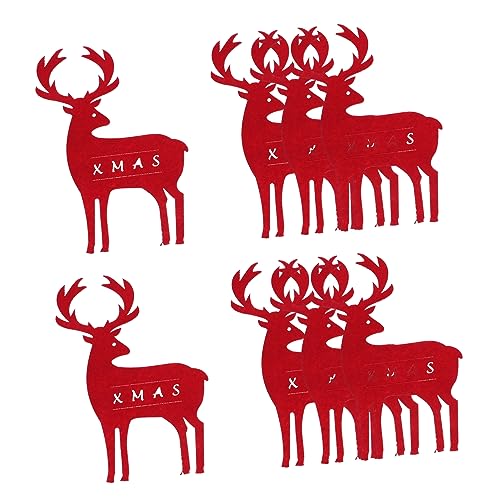 LABRIMP 8st Elch Bestecktasche Hirschbesteckhalter Bestecktaschen Weihnachtsstrumpf Besteckhalter Rentier Utensilienhalter Partybesteckhalter Utensilienhalter Für Party Filzstoff Rot von LABRIMP