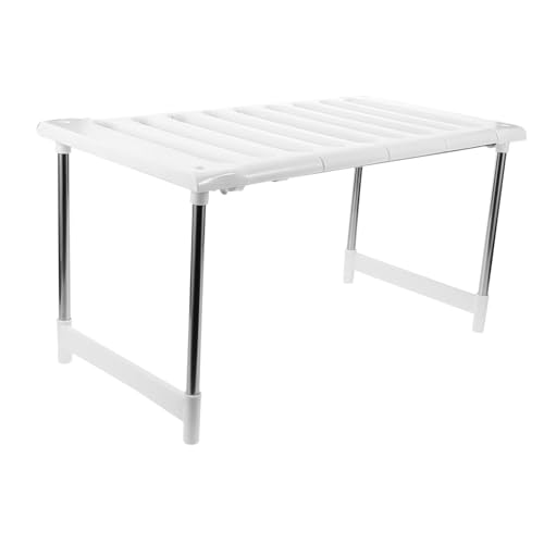 LABRIMP Ausziehbares Mikrowellenregal aus Edelstahl und Kunststoff Stabiles Küchenarbeitsplattenregal Multifunktionaler Aufbewahrungsständer für Mikrowelle und Backofen Platzsparend von LABRIMP