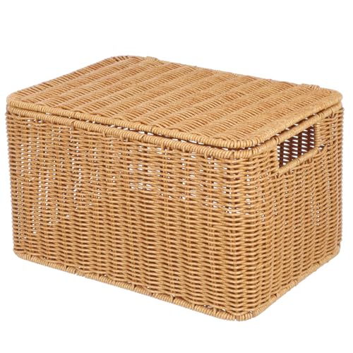 LABRIMP Aufbewahrungskorb Mit Deckel Aus Simulation Rattan Gewebt Großer Korb Für Spielzeug Und Kleidung Praktische Lagerung Für Zuhause Und Schlafzimmer LABRIMP Aufbewahrungskorb Mit Deckel Aus Simulation Rattan Gewebt Großer Korb Für Spielzeug Und Kleidung Praktische Lagerung Für Zuhause Und Schlafzimmer von LABRIMP