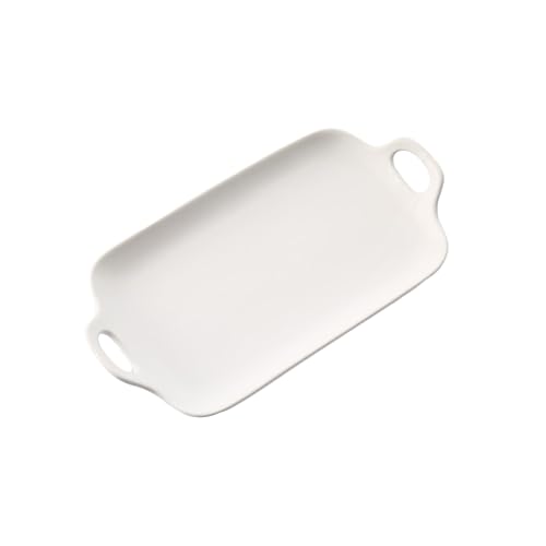LABRIMP Ceramic Baking mit Doppelgriff Backblech für Mikrowelle und Ofen Vielseitige Servierplatte für Zuhause Weiß von LABRIMP