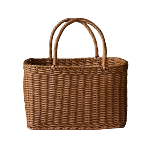 LABRIMP Dekorativer Geflochtener Korb aus Rattan Handgefertigter Blumenarrangement Korb für Hochzeiten Feste und Aufbewahrung Leicht und Vielseitig Einsetzbar Braun von LABRIMP
