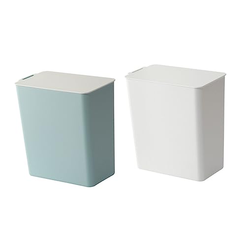 LABRIMP Desktop Kunststoff Abfalleimer mit Deckel Mini Mülleimer für Schreibtisch und Wohnräume für Papierabfälle Weiß von LABRIMP