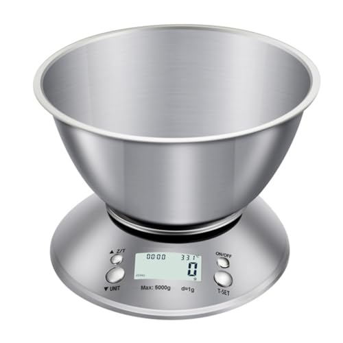 LABRIMP Digitale Küchenwaage Edelstahl Präzise Food Scale mit Temperaturanzeige für Haushalt Backen Obst Küche Ohne Batterie von LABRIMP