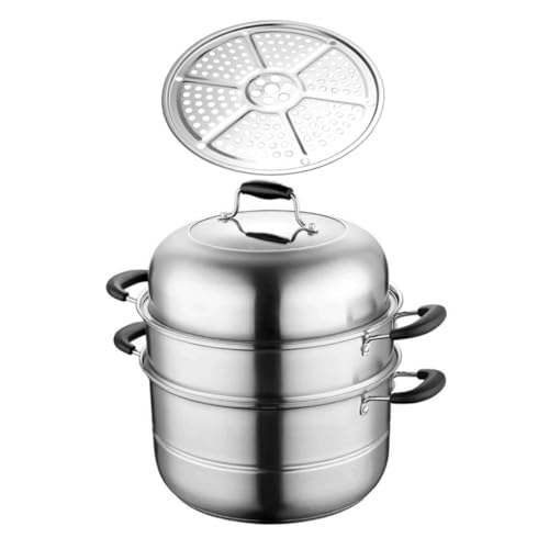 LABRIMP Drei Schichten Dampfgarer aus Multifunktionaler Suppentopf für Zuhause mit Dampfscheiben Geeignet für Induktions und Gasherde Silber LABRIMP Drei Schichten Dampfgarer aus Multifunktionaler Suppentopf für Zuhause mit Dampfscheiben Geeignet für Induktions und Gasherde Silber von LABRIMP