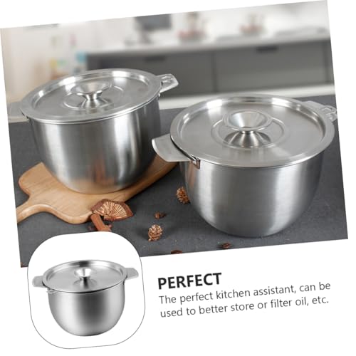 LABRIMP Edelstahl Ölbehälter Große Kapazität Ölauffangbehälter für Restaurant Küchen Ölaufbewahrung Multifunktionale Rührschüssel Leicht zu Reinigen Bpa frei von LABRIMP