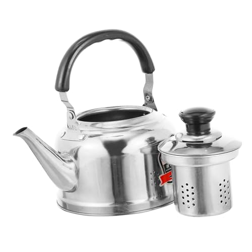 LABRIMP Edelstahl Wasserkocher mit Pfeiffunktion Großer Ausguss Hitzebeständigem Griff für Induktionsherd und Gasherd Tragbarer Teekessel für Camping Picknick und Bürogebrauch von LABRIMP