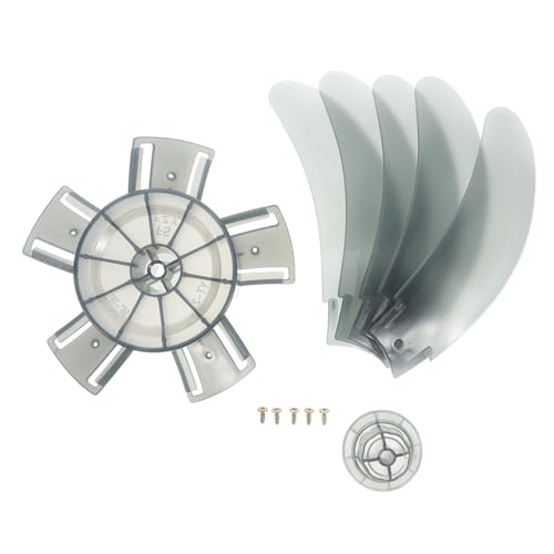 LABRIMP Ersatzteile für Standventilatoren Kunststoffventilatorblätter mit Mutterabdeckung Zubehör für Tisch und Standventilatoren Graue Konstruktion für Optimale Luftzirkulation von LABRIMP