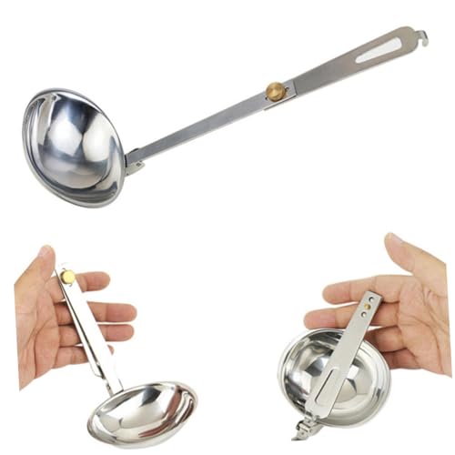 LABRIMP Faltbare Suppenkelle aus Robuste Küchenutensilie für Outdoor Aktivitäten zum Servieren und Mixen mit Langem Griff und Glatter Oberfläche von LABRIMP