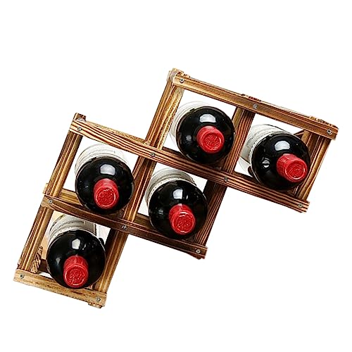 LABRIMP Faltbares Holz Weinregal für Flaschen Tischhalterung Karbonisierter Farbe für Bars Clubs und Zuhause und Dekorativ von LABRIMP