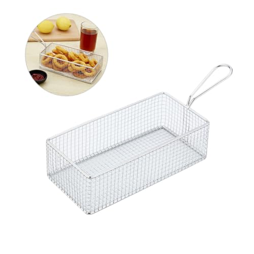 LABRIMP Frittierkorb mit Griff und Dichtem Mesh für Snacks und Obst Rechteckiger Filterkorb für Küche zum Frittieren und Abtropfen Silber LABRIMP Frittierkorb mit Griff und Dichtem Mesh für Snacks und Obst Rechteckiger Filterkorb für Küche zum Frittieren und Abtropfen Silber von LABRIMP