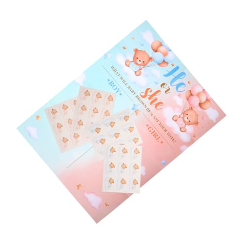 LABRIMP Gender Reveal Spielset Shower mit Voting Stickern und Poster Party Dekoration für Junge oder Mädchen Interaktives Ratespiel für Eltern und Gäste Vielseitig und Einfach Anzuwenden von LABRIMP