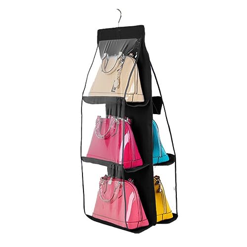 LABRIMP Großer Aufbewahrungsorganizer für Handtaschen Transparente Fächer Schwarz aus Oxford und Waschbar für Kleiderschrank Wand von LABRIMP