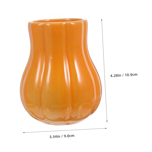LABRIMP Halloween Besteck Eimer Bleistifthalter Kürbisvase Kochgeschirr Topf Besteck-organizer Blumenvase Utensilien-trockenkorb Gruselige Küchendekoration Spatelhalter Orange Keramik von LABRIMP