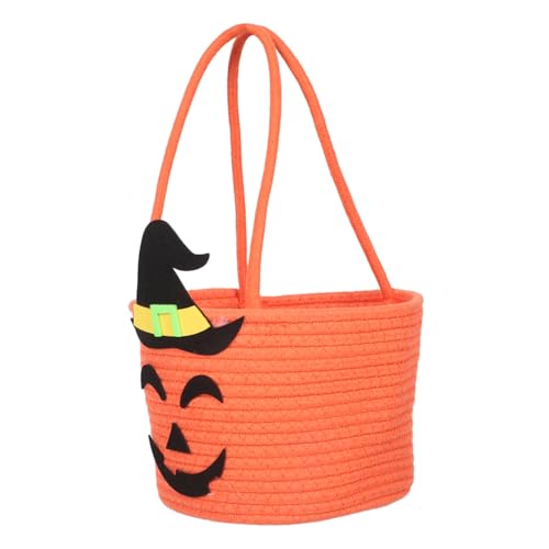 LABRIMP Halloween Candy Tasche Handgewebter Süßigkeitenkorb Wiederverwendbarer Halloween Party Beutel mit Griff Festliches Kürbisdesign und Bunte Farben für Süßes oder Saures LABRIMP Halloween Candy Tasche Handgewebter Süßigkeitenkorb Wiederverwendbarer Halloween Party Beutel mit Griff Festliches Kürbisdesign und Bunte Farben für Süßes oder Saures von LABRIMP