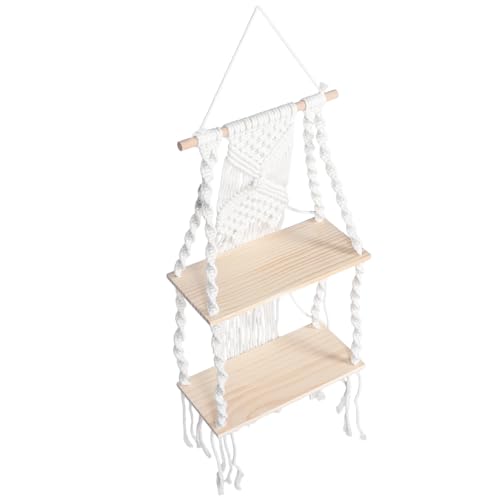 LABRIMP Handgefertigtes Pflanzenregal aus Baumwollseil und Wandregal für Schlafzimmer und Büro Stilvolle Hängende Aufbewahrung für Pflanzen und Deko Boho Style Robust und Langlebig von LABRIMP