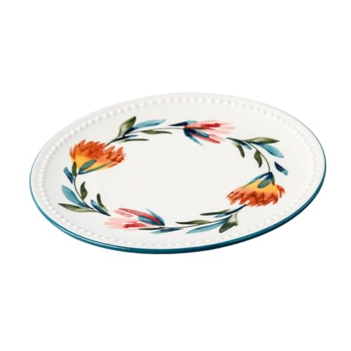 LABRIMP Handgemaltes Blumenmuster Keramikteller Servierplatte für Steak Salat Desserts für Tägliche Mahlzeiten und Besondere Anlässe von LABRIMP
