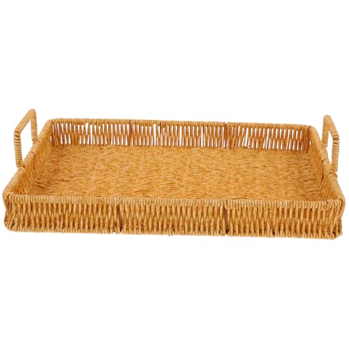 LABRIMP Handgewebtes Rattan Serviertablett mit Griff Rustikales Design für Snacks und Desserts Vielseitig Einsetzbar Dekorativer Aufbewahrungskorb aus Langlebigem Material LABRIMP Handgewebtes Rattan Serviertablett mit Griff Rustikales Design für Snacks und Desserts Vielseitig Einsetzbar Dekorativer Aufbewahrungskorb aus Langlebigem Material von LABRIMP