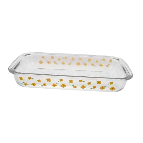 LABRIMP Hitzebeständiges Glas-backblech Rechteckige Ofenform mit Blumenmuster Ofen Mikrowellengeeignete Glas-bratenform für Fisch Fleisch Lasagne und Gesundes Kochen LABRIMP Hitzebeständiges Glas-backblech Rechteckige Ofenform mit Blumenmuster Ofen Mikrowellengeeignete Glas-bratenform für Fisch Fleisch Lasagne und Gesundes Kochen von LABRIMP