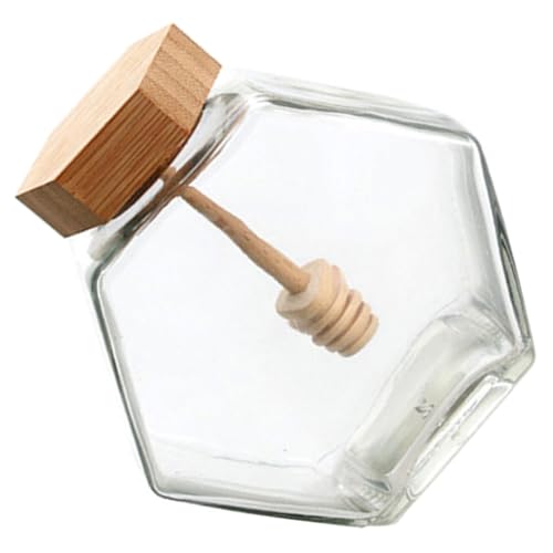 LABRIMP Honigbehälter mit Löffel und Deckel Transparenter Honigtopf Luftdicht für Aufbewahrung von Honig und Sirup zu Reinigen Verwenden Langlebig und Robust von LABRIMP