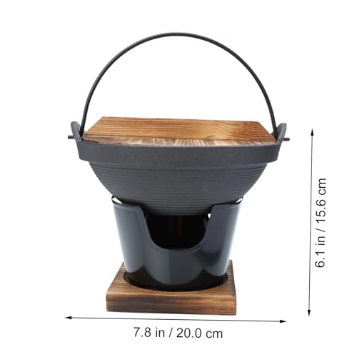 LABRIMP Japanischer Sukiyaki Hot Pot Gusseisen Non Stick Camping Kochgeschirr mit Dreieck Herd und Holzdeckel Robust Hitzebeständig für Outdoor Aktivitäten LABRIMP Japanischer Sukiyaki Hot Pot Gusseisen Non Stick Camping Kochgeschirr mit Dreieck Herd und Holzdeckel Robust Hitzebeständig für Outdoor Aktivitäten von LABRIMP