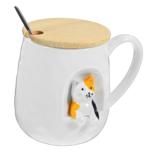 LABRIMP Katzen Ceramic Wasserbecher mit Deckel und Löffel Niedlicher Kätzchen Designbecher für Kaffee Tee Milch und für Zuhause und Büro LABRIMP Katzen Ceramic Wasserbecher mit Deckel und Löffel Niedlicher Kätzchen Designbecher für Kaffee Tee Milch und für Zuhause und Büro von LABRIMP