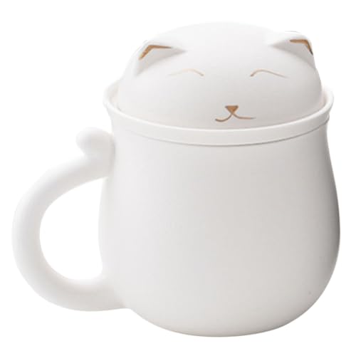 LABRIMP Keramische Teetasse mit Sieb Cartoon Design für Wasser und Tee für Büro und Zuhause Zen Stil Weiß aus Hitzebeständigem Material LABRIMP Keramische Teetasse mit Sieb Cartoon Design für Wasser und Tee für Büro und Zuhause Zen Stil Weiß aus Hitzebeständigem Material von LABRIMP