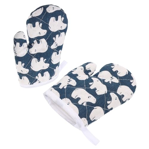 LABRIMP 2stücke Mädchen Ofenhandschuhe Hitzebeständige Kochhandschuhe Für Mädchen Rutschfestes Design Für Küche Backen Blau-bär- von LABRIMP