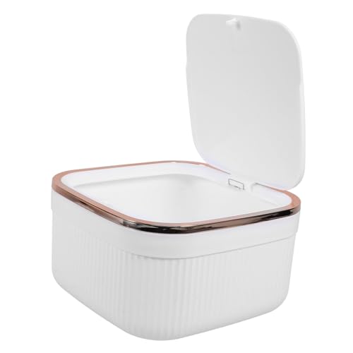 LABRIMP Kleiner Mülleimer mit Deckel Tragbarer Abfallbehälter für Tisch und Schreibtisch für Küche Schlafzimmer und Büro Stilvoller Papierkorb Weiß mit Roségoldener Akzentfarbe LABRIMP Kleiner Mülleimer mit Deckel Tragbarer Abfallbehälter für Tisch und Schreibtisch für Küche Schlafzimmer und Büro Stilvoller Papierkorb Weiß mit Roségoldener Akzentfarbe von LABRIMP