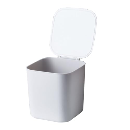 LABRIMP Kleiner Desktop Mülleimer Tragbarer Abfalleimer aus Robustem Kunststoff für Büro und Zuhause mit Praktischem Deckel und Halter für Müllbeutel von LABRIMP