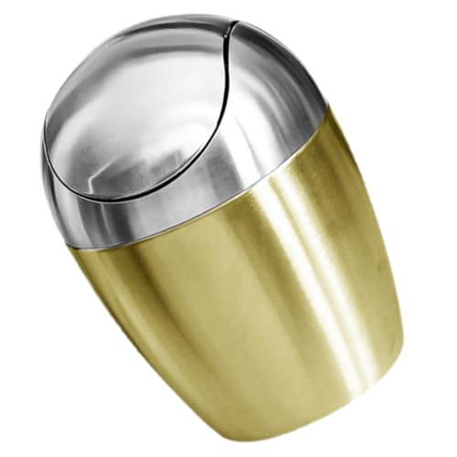 LABRIMP Kompakter Desktop Mülleimer mit Deckel Tragbarer Kleiner Papierkorb für Schreibtisch Goldfarbener Tischmülleimer für Büro Schlafzimmer und Wohnzimmer Platzsparend und Geruchsdicht LABRIMP Kompakter Desktop Mülleimer mit Deckel Tragbarer Kleiner Papierkorb für Schreibtisch Goldfarbener Tischmülleimer für Büro Schlafzimmer und Wohnzimmer Platzsparend und Geruchsdicht von LABRIMP