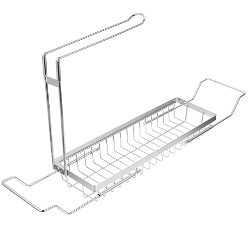 LABRIMP Küchenspüle Organizer aus Erweiterbarer Spülenlagerständer für Seife Schwämme und Geschirrtücher Teleskopdesign Einfach und Bequem von LABRIMP