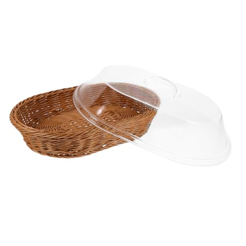 LABRIMP Lebensmittelaufbewahrungskorb aus Rattan Imitat mit Deckel Ovaler Brotkorb für Obst Snacks und Gebäck für Küche und Partys LABRIMP Lebensmittelaufbewahrungskorb aus Rattan Imitat mit Deckel Ovaler Brotkorb für Obst Snacks und Gebäck für Küche und Partys von LABRIMP