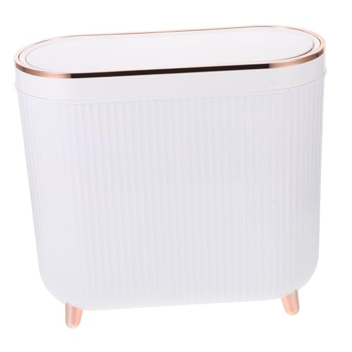 LABRIMP Leichter Luxus Abfallbehälter mit Deckel Schlanker Mülleimer für Enge Badbereiche Platzsparend Leicht zu Reinigen Eleganter Schmaler Müllbehälter für Toilette und Badezimmer von LABRIMP