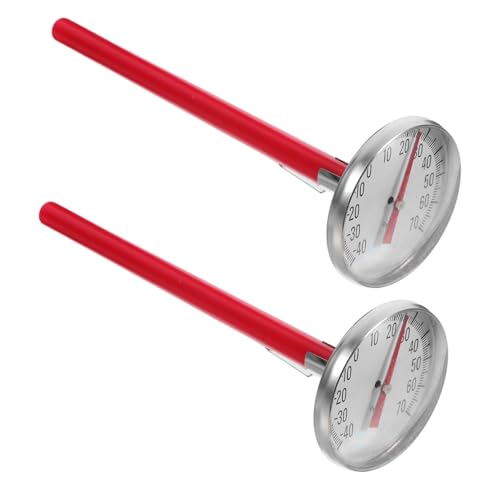 LABRIMP Mechanisches Auto-innenthermometer Kfz-klimaanlagen-temperaturmesser Batteriefrei Einfache Montage Präzise Messung Geeignet für Fahrzeug und Zuhause Rote Uhr-form von LABRIMP