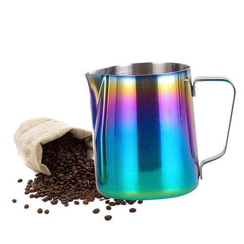 LABRIMP Milchaufschäumer Bunter Milchkännchen mit Ausguss für Espresso Cappuccino Latte Art Langlebig Ergonomischer Griff Glatte Oberfläche Umweltfreundlich für Milchschaumzubereitung von LABRIMP