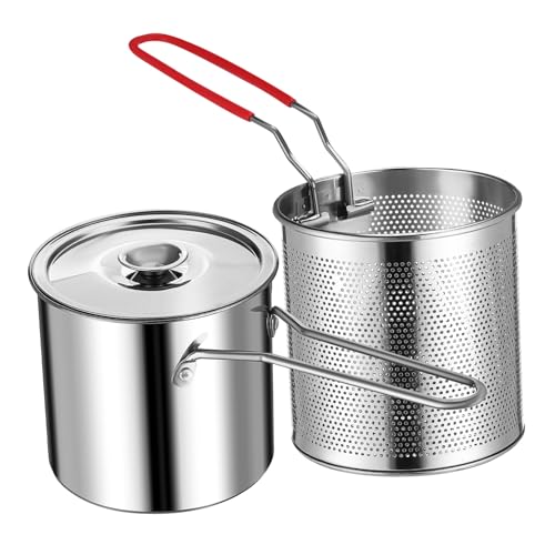 LABRIMP Mini Frittiertopf aus Edelstahl mit Feinem Ölfilter und Korb Vielseitiger Kleiner Deep Fryer Topf für Braten Kochen und Schmoren im Haushalt und Outdoor LABRIMP Mini Frittiertopf aus Edelstahl mit Feinem Ölfilter und Korb Vielseitiger Kleiner Deep Fryer Topf für Braten Kochen und Schmoren im Haushalt und Outdoor von LABRIMP