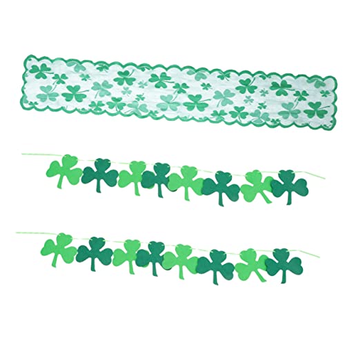 LABRIMP Patrick's Day Tischläufer Teiliges Set mit Grünen Filz Kleeblatt Motiven Dekoratives Spitzenband für Party und Restaurantdekoration zum Irischen Fest von LABRIMP