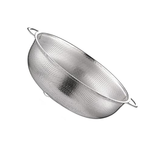 LABRIMP Reissieb Obst- und Gemüsekorb Abtropfkorb Aufbewahrungskorb aus Edelstahl einfach zu verwenden schnelles Abtropfen Küchenhelfer Farbe: Silber 22 5 cm Durchmesser von LABRIMP