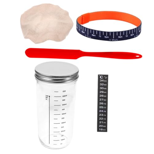 LABRIMP Sauerteig Starterglas mit Silikonspatel Glasgefäß für Natürliche Fermentation Deckel und Temperaturpapier für Backen von Sauerteigbrot Teiliges LABRIMP Sauerteig Starterglas mit Silikonspatel Glasgefäß für Natürliche Fermentation Deckel und Temperaturpapier für Backen von Sauerteigbrot Teiliges von LABRIMP