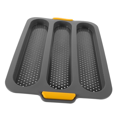 LABRIMP Silikon Baguette Backform Fach Perforiert Antihaftbeschichtet Hitzebeständig Brotform für Französische Baguettes und Hotdog Brötchen Modernes Design Effiziente Luftzirkulation von LABRIMP