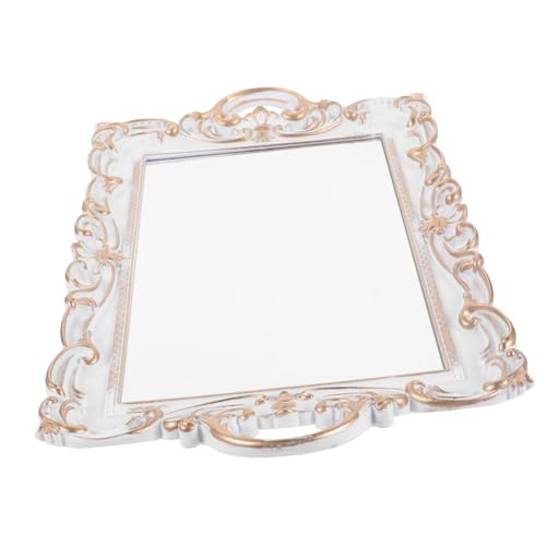 LABRIMP Spiegelfläche Deko Tablett Vintage Kunststoff Weiß Rechteckig Schmuck Organizer Vanity Tray Kosmetikständer Perfume Display für Kommode Badezimmer Schlafzimmer LABRIMP Spiegelfläche Deko Tablett Vintage Kunststoff Weiß Rechteckig Schmuck Organizer Vanity Tray Kosmetikständer Perfume Display für Kommode Badezimmer Schlafzimmer von LABRIMP