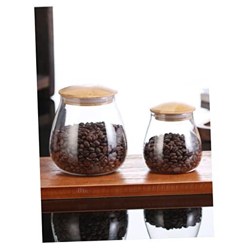 LABRIMP Storage Jar With Airtight Wood Lid Food Container For Beans Sugar Dry Foods Stylish Kitchen Accessory For Freshness Preservation von LABRIMP