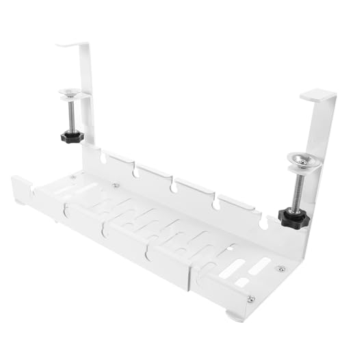 LABRIMP Unterdesk Kabelmanagement Organizer Verstellbares Kabelregal für Schreibtisch Stabiler Drahtorganisator mit Großer Kapazität für Büro Home Office Weißes Design von LABRIMP
