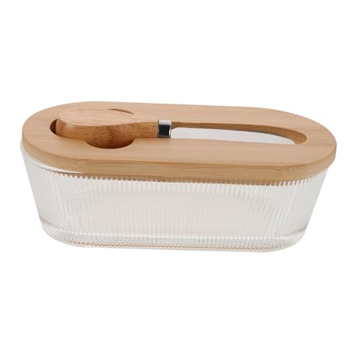 LABRIMP Versiegelt Knackiger Butterschale Mit Spatel Abgedeckte Butterdose Mit Deckel Käsehalter Für Kühlschrank Butterwanne Butterhalter Butterschale Mit Deckel Transparent Glas von LABRIMP