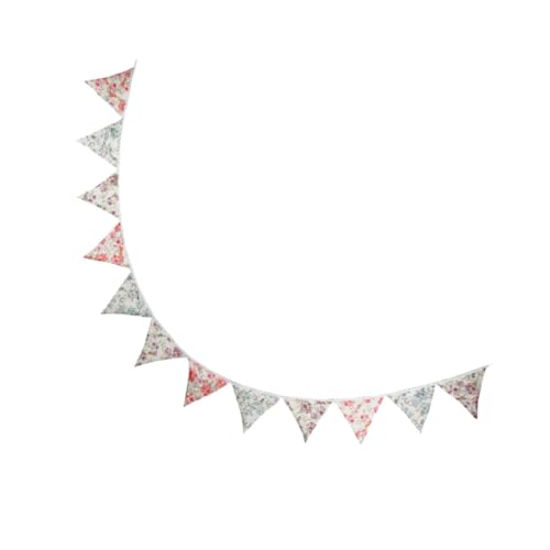 LABRIMP Vintage Baumwoll Wimpelkette mit Floralem Muster Langlebiges Wiederverwendbares Dreieck-banner für Outdoor Geburtstagsdeko für Garten Fenster Türen und Partygestaltung von LABRIMP