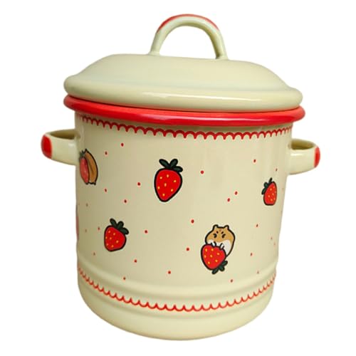 LABRIMP Vintage Emaille Topf für Schmalz und Aufbewahrung Langlebiger Küchentopf im Retro Design für Honig Salz und Marmelade von LABRIMP