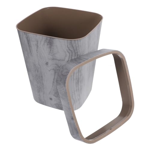 LABRIMP Vintage Mülleimer ohne Deckel mit Holzmaserung Mittelgroßer Kunststoff Abfalleimer für Küche Bad Wohnzimmer und Büro Platzsparend Robust und Vielseitig Einsetzbar von LABRIMP