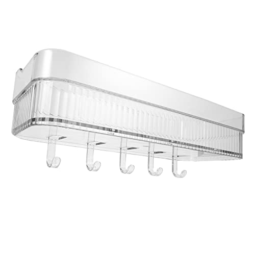 LABRIMP Wandmontiertes Badezimmerregal aus Kunststoff mit Haken Multifunktionale Ablage für Toiletten und Badezimmer Selbstklebend mit Ablauflöchern Transparent und Praktisch LABRIMP Wandmontiertes Badezimmerregal aus Kunststoff mit Haken Multifunktionale Ablage für Toiletten und Badezimmer Selbstklebend mit Ablauflöchern Transparent und Praktisch von LABRIMP